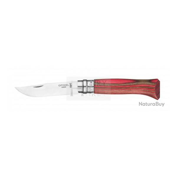 OPINEL N8 BOULEAU LAMELLE ROUGE