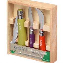 Opinel Coffret 3 outils du Jardinier 1 Scie 12cm manche Vert Pomme 1 couteau de