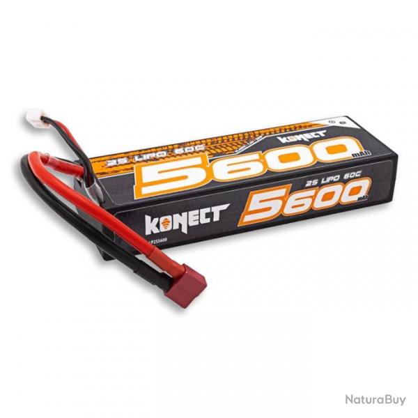 Batterie konect lipo 5600mah 7.4v 60c 2s1p 41.4wh slim pack dean pour modlisme