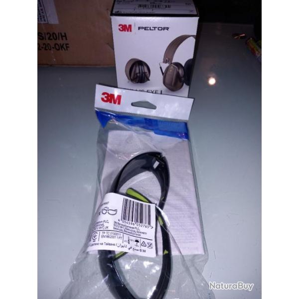 Vends casque anti bruit bull's eye 3M et lunettes de protection 3M