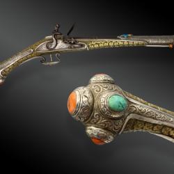 Pistolet à Silex, Richement Décoré ; Empire Ottoman. Balkan. XIXème Siècle