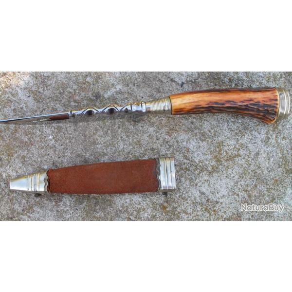 Couteau de chasse d'origine Allemande ou Dague Manche Cerf Avec Etui