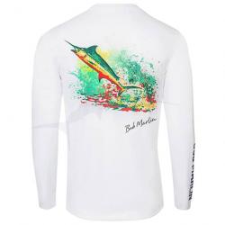 L-Shirt Bob Marlin Permormance Shirt Rasta Marlin L Blanc