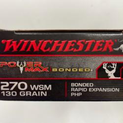 WINCHESTER CAL 270 WSM 130 GR POWER MAX BOITE DE 20 BALLES(VENDU PAR 2 BTES)