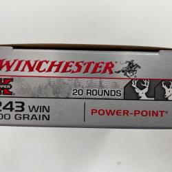 WINCHESTER CAL 243 WIN 100GR POWER POINT BOITE DE 20 BALLES(VENDU PAR 2 BTES)