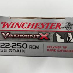 WINCHESTER CAL 22-250 55 GR VARMINT BOITE DE 20 BALLES(VENDU PAR 2 BOITES)