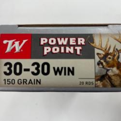 WINCHESTER CAL 30X30 POWER POINT 150GR  BOITE DE 20 BALLES(VENDU PAR 2 BOITES)