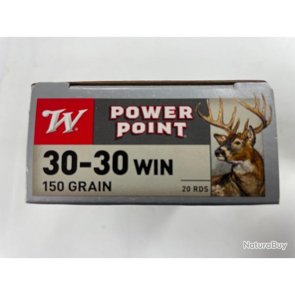 WINCHESTER CAL 30X30 POWER POINT 150GR  BOITE DE 20 BALLES(VENDU PAR 2 BOITES)