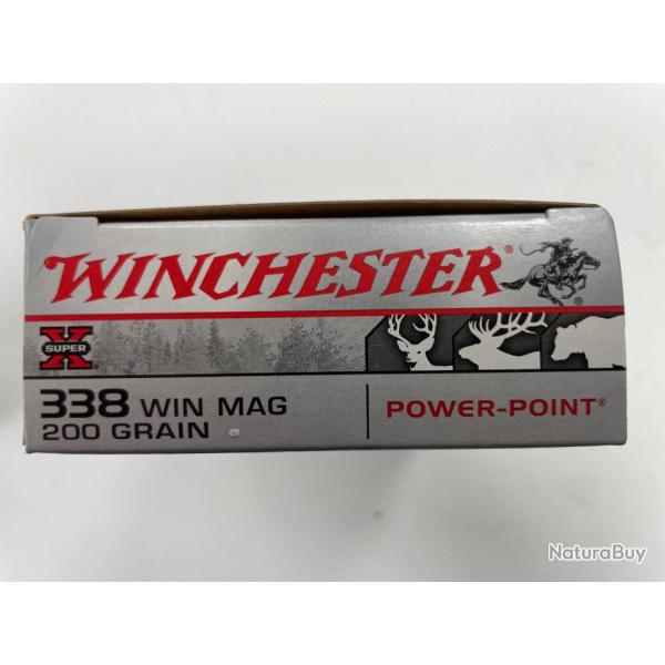 WINCHESTER CAL 338 WIN POWER POINT 200GR  BOITE DE 20 BALLES(VENDU PAR 2 BOITES)