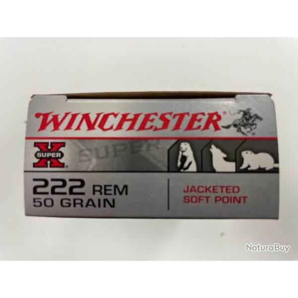 WINCHESTER CAL 222R 50GR POWER POINT BOITE DE 20 BALLES(VENDU PAR 2 BOITES)