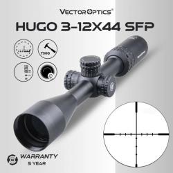 Vector Optics-Lunette de Visée Officielle Hugo 3-12X44 SFP