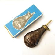Poire à Poudre Ancienne En Corne Et Laiton - Collection Chasse - France