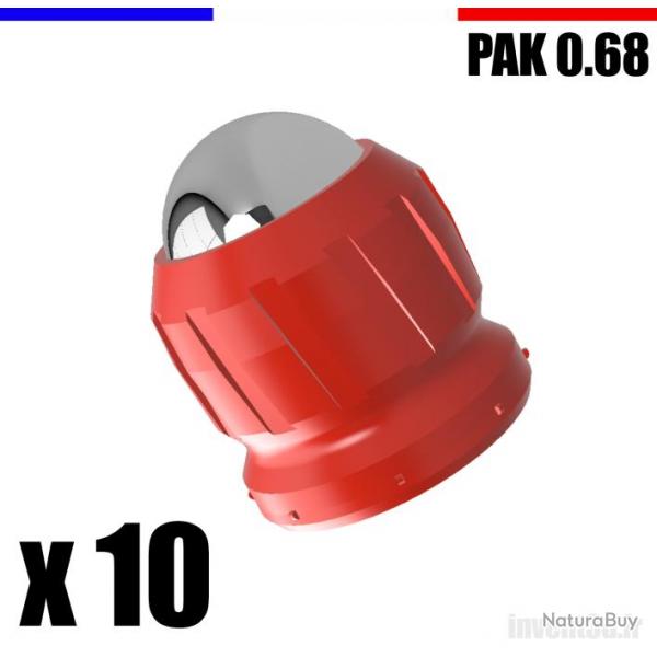 10 x Cal. 0.68 pour PAK Bille 12mm - Gomme Cogne - Rouge