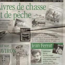 la vie du collectionneur 382 septembre 2001, livres de chasse et de peche , l'aviron, jean ferrat,