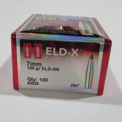 Boite de 100 Ogives Hornady 7mm, ELD-X, 150 grains, ref 2628