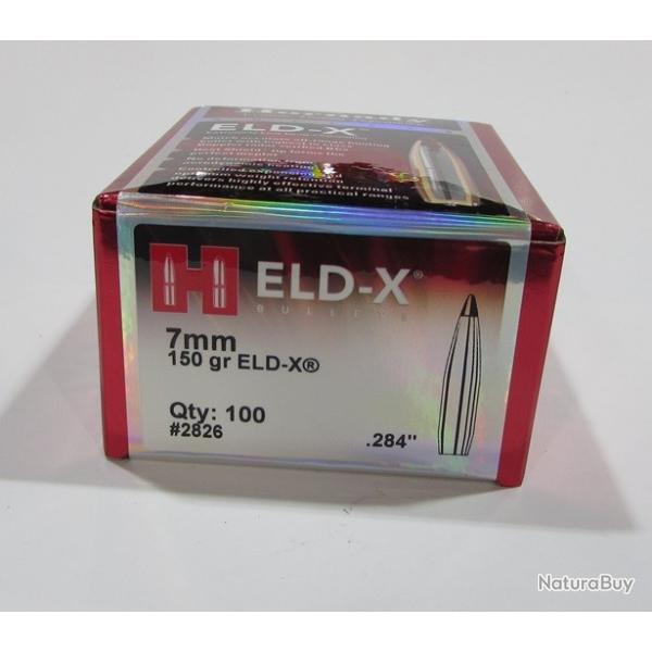 Boite de 100 Ogives Hornady 7mm, ELD-X, 150 grains, ref 2628