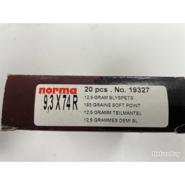 NORMA 9.3X74R 12.5 BLYSLETS BOITE DE 20 BALLES(VENDU PAR 2 BOITES)