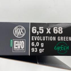 RWS CAL 6.5X68 EVO GREEN 6G BOITE DE 20 BALLES(VENDU PAR 2 BOITES)