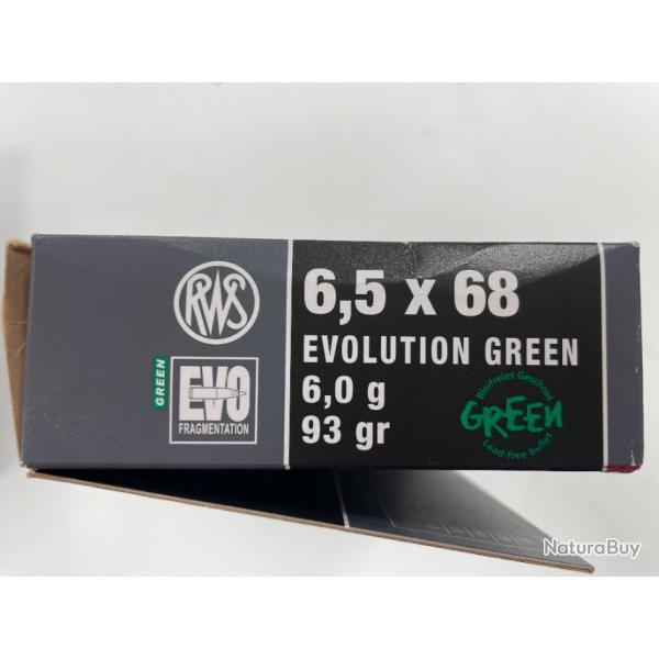 RWS CAL 6.5X68 EVO GREEN 6G BOITE DE 20 BALLES(VENDU PAR 2 BOITES)