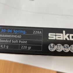 SAKO CAL 30-06 14.3 G HAMMEREAD BOITE DE 20 BALLES(VENDU PAR 2 BOITES)