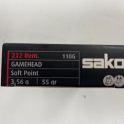 SAKO CAL 222R 3.56G GAMEHEAD SP BOITE DE 20 BALLES(VENDU PAR 2 BOITES)