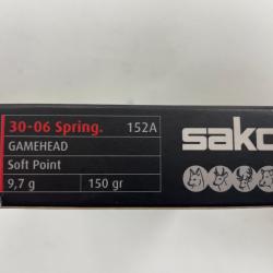 SAKO CAL 30-06 9.7G GAMEHEAD SP BOITE DE 20 BALLES(VENDU PAR 2 BOITES)