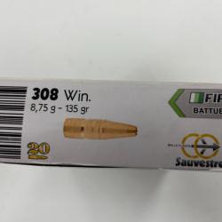 SAUVESTRE FIP 308 WIN 8.75G BOITE DE 20 BALLES(VENDU PAR 2 BOITES)