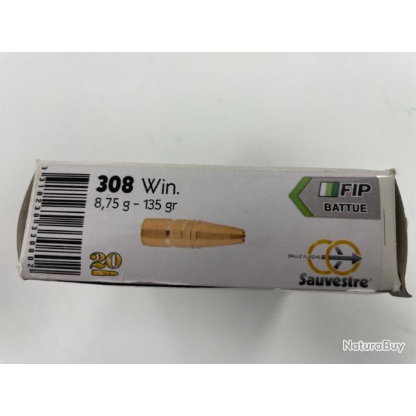 SAUVESTRE FIP 308 WIN 8.75G BOITE DE 20 BALLES(VENDU PAR 2 BOITES)