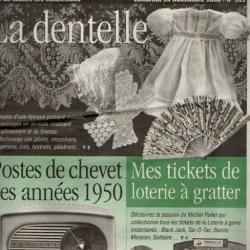 la vie du collectionneur 343 novembre 2000, dentelle, poste de chevet 1950, tickets de loterie a gra