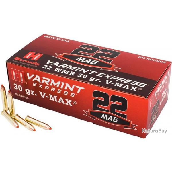 BALLES HORNADY , V-MAX 30GR , Calibre:22WMR.