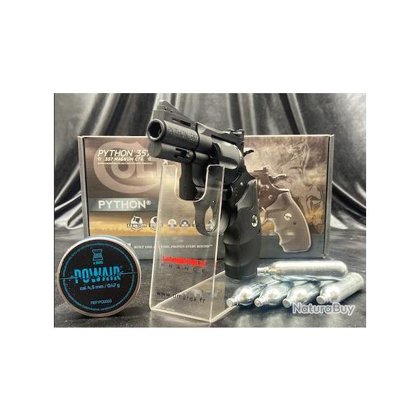 Pack prt  tirer "REVOLVER COLT PYTHON" - 2.5" - CO2 - CAL 4.5 MM Plombs et Billes acier