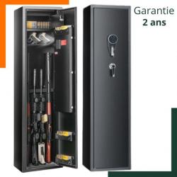 Garantie 2 ans - Armoire pour 6 fusils biométrique - 3 modes de verrouillage - Avec coffre-fort