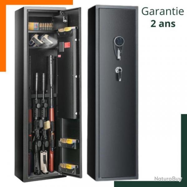 Garantie 2 ans - Armoire pour 6 fusils biomtrique - 3 modes de verrouillage - Avec coffre-fort