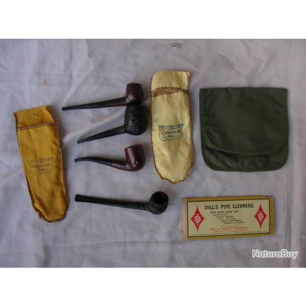 WW2 US LOT DE 8 LMENTS DU SOLDAT FUMEUR AMRICAIN BLAGUE 4 PIPES 2 TUIS 1 PAQUET CLEANER NEUF