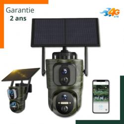 Caméra de chasse solaire 4G avec double objectif - Panneau solaire - Garantie 2 ans