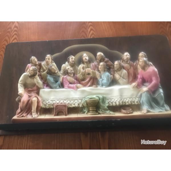 Vintage - la cne - grand tableau XIXeme - pltre sur bois massif