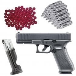 GLOCK 17 Gen5 T4E RAM Pistolet Paintball cal.43 + 30x Balles en nylon cal.43 & 20x Capsules de CO2 (