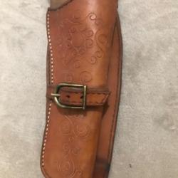 ancienne étui et ceinture en cuir pour revolvers western