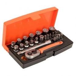 Jeu de douille Bahco SL25 acier 6 pans 1/4" métrique et embouts de tournevis/porte-embout 25pcs