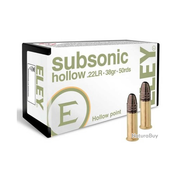 Munitions ELEY cal.22lr subsonic hollow 38gr par 50