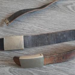 Deux ceinturons allemands, boucles grenelées 100 cm 2ème Guerre Mondiale. Bataillon disciplinaire.