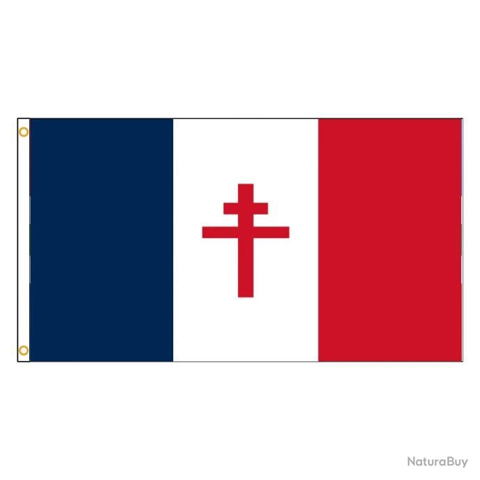 Drapeau français France libre libération 1944 croix de lorraine 60x90cm Drapeaux et Fanions