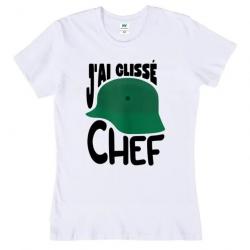 T-shirt humoristique "J'AI GLISSÉ CHEF" - Femme Blanc