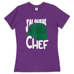 T-shirt humoristique "J'AI GLISSÉ CHEF" - Femme Violet