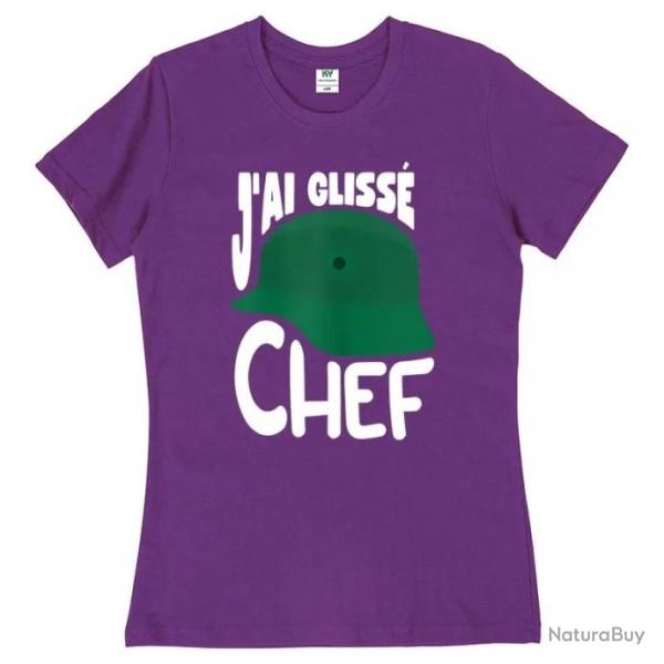 T-shirt humoristique "J'AI GLISS CHEF" - Femme Violet