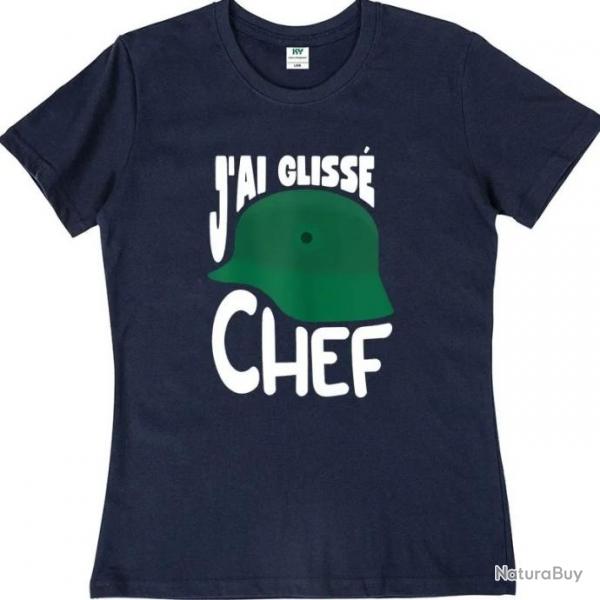 T-shirt humoristique "J'AI GLISS CHEF" - Femme Bleu Marine