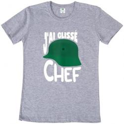 T-shirt humoristique "J'AI GLISSÉ CHEF" - Femme Gris