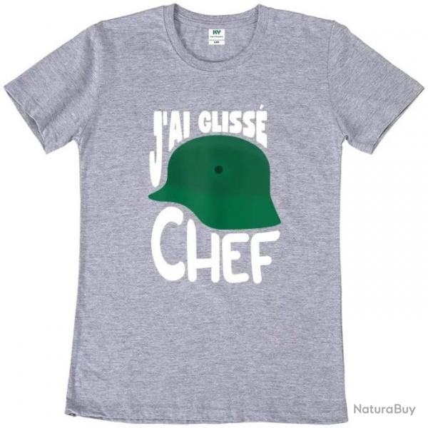 T-shirt humoristique "J'AI GLISS CHEF" - Femme Gris