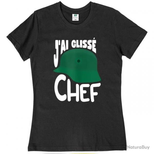 T-shirt humoristique "J'AI GLISS CHEF" - Femme Noir