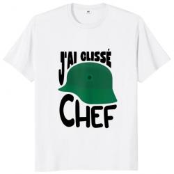 T-shirt humoristique "J'AI GLISSÉ CHEF" - Homme Blanc